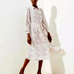 LOFT Plus Women's Snake Print Tie Waist Midi Shirtdress 16
